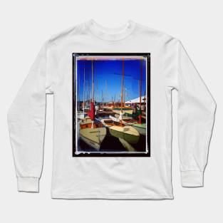 Abstract art of boats in the harbor Long Sleeve T-Shirt